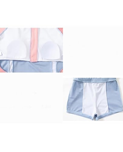 JadeRich Teen Girls 2 Piece Swimwear Sporty Zip Up Short Sleeve Bathing Suit Sun Protection Rash Guard Shirt with Boyshorts4