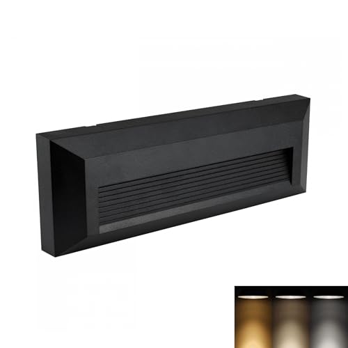 Dopa Dopastore Lampada da Parete Segnapasso da Incasso LED 6W Design Rettangolare con Linee Interne Tecnologia CCT Integrata per Esterni IP65 (Nero)