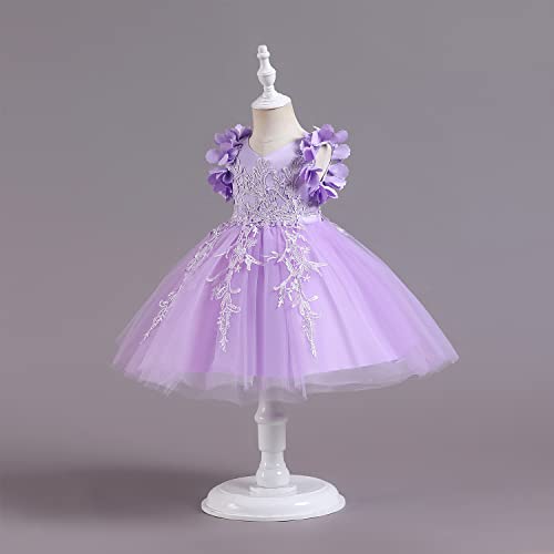 Flower Girl Lace Dress Toddler Tulle Sleeveless Bow Princess Party Wedding Pageant Bridesmaid (0-6T)2