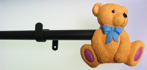 DécoProfi Gardinenstangen Schwarz 1-läufig Ø 16 mm L: 400 cm I Teddy Gardinen/Vorhangstange im Set I Inklusive Träger, Befestigung und Endstücke I Wandbefestigung