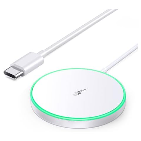 Magnetic Wireless Charger 15W Mag Safe Charger-Fast Charging Pad Compatible with iPhone16/15/14/13/12 Series & Airpods 2 3 Pro-LED Mag-Safe Pad with Dual Charging Ports Original Replacement（White） Cover
