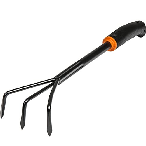 BRADAS - KT-Y6003, Sarchiatore in acciaio 'de luxe', Arieggiatore manuale per orto e giardino, Rastrello Frangizolle a 3 punte Largo 7,5 cm.