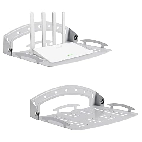 POPTONG NO Drilling Projector Wall Mount, Small Wall Shelf, Floating Shelf - Loading Capacity 8.8lbs, 90 Degree Foldable, Used for Media Boxes, Game Consoles, Routers, Projectors and Sounds (White) Cover