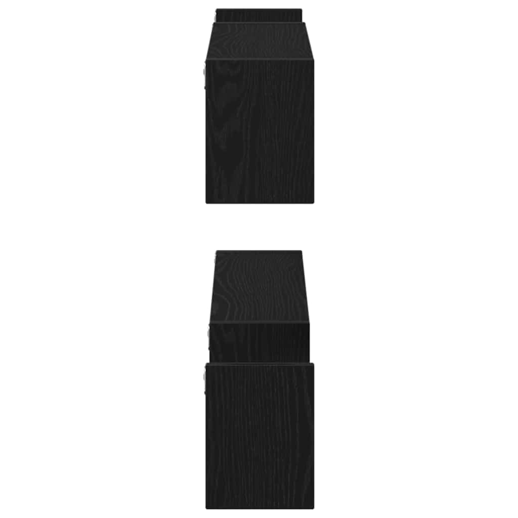Wandregal Wandhalterung 2er Set Schwarz Eichen-Optik, 100 x 15 x 20 cm Holzwerkstoff, schweberegal für Bücherregal Küche Bad Flur Büro, platzsparende Ablage