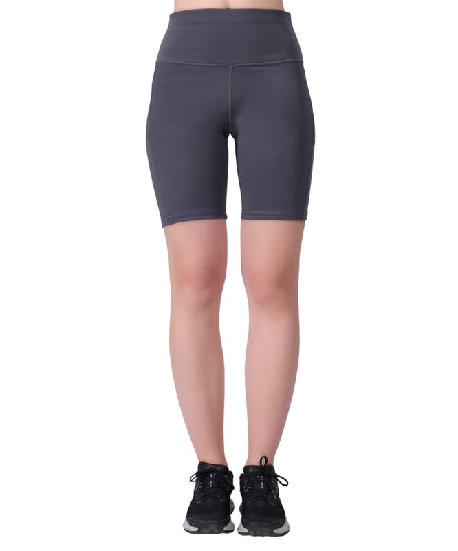 GZ Women High Waist Slim Fit Shorts Grey | Tummy Control Workout Shorts | Stretchable Fitness Activewear-image-1