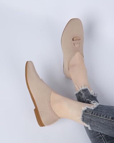 Women's Ballet Flat Knit Dressy Shoes Comfort Walking Work Slip-on Flats Ballerina Office Driving Shoes Low Wedge4