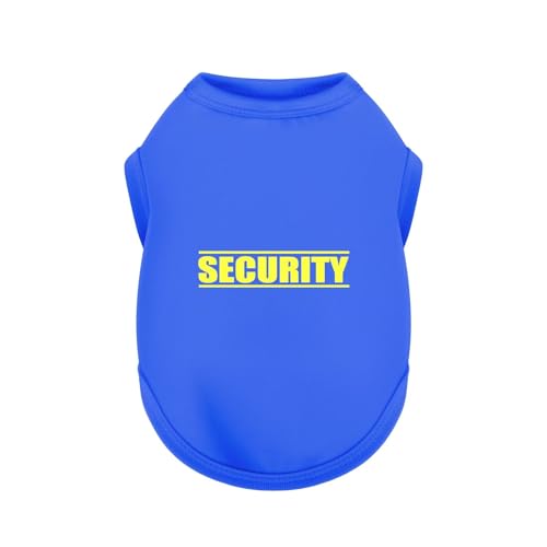 Discover Cozy Cotton Canine Wear: Soft, Lightweight, and Breathable Dog Shirt Vest with Eye-Catching Graphics(Security), Keeping Your Furry Friend Warm and Comfy! Blue M