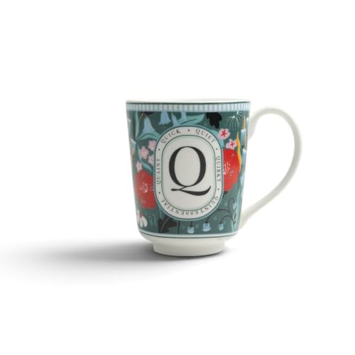 Image of Shay Alphabet Mug 300ml, Letter Q Printed Coffee Mug for Girls, Boys, Friends | Ceramic Mug |Glossy Finish | Ceramic Coffee Cup | Porcelain | Microwave Safe (Alphabet Mug - Q)