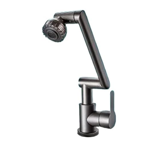 QHLMLL Braccio robotico Rubinetto Universale per Bagno Cucina Paraschizzi Lavandino Rubinetto per Acqua Calda e Fredda Accessori (Grigio Scuro)
