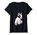 Donna Bull Terrier Miniatura Peluche Cane Maglietta con Collo a V