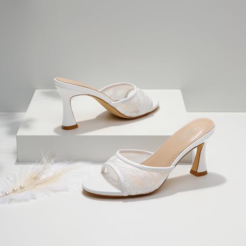 Image of Susanny High Heels for Women Pointed Open Toe Strappy Chunky Block Heels Ankle Strap Stiletto Kitten Heeled Sandals Wedding Bridal Party Prom Sexy Dress Shoes