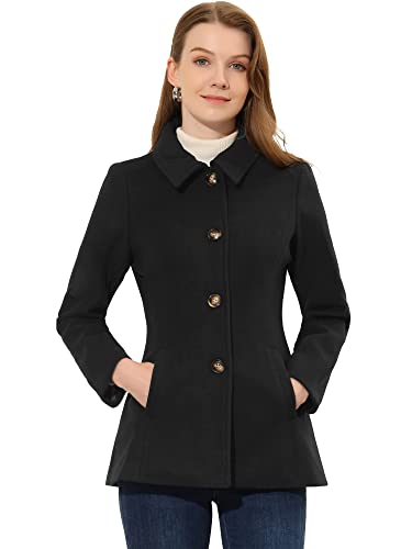 Allegra K Womens Work Office Winter Overcoat Single Breasted Point Collar Pea Coat