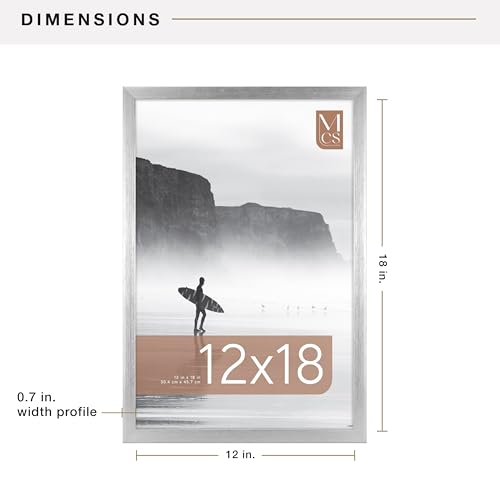 Image of MCS Foundation 12x18 Poster Frame Traditional Silver, Vertical & Horizontal Wall Hanging Large Picture Frame for Photos, Posters & Art Prints (1-Pack)