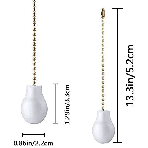 Image of Ceiling Fan Chain Pulls Extenders Decorative Ornaments 12 Inches White Color Wooden Pendant Pull Chain Extension for Ceiling Light Lamp Fan Chain 2 Pcs (Brass Pull Chain)