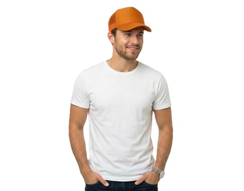 Image of NYFASHION101 Plain Mesh Trucker Hat - Breathable 6-Panel Daily Snapback Cap, Customizable Ideal for DIY Embroidery & Patches