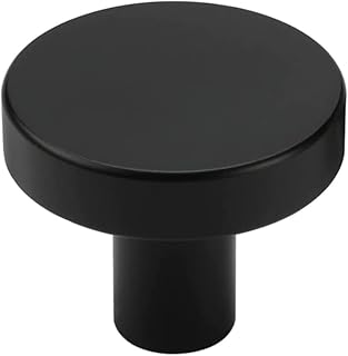 30PK Cabinet Knob 1-1/4 Inch Kitchen Cabinet Knobs Pulls Solid Round Dresser Drawer Knobs Matte Black Drawer Knobs Simple Cabinet Hardware for Cupboard Drawer Pulls