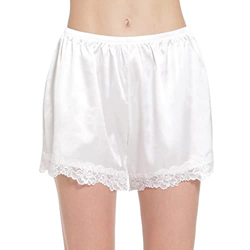 Mancyfit Culottes For Women Pettipants Slips Satin Bloomers Under Shorts For Dresses Lace Hem 4" Inseam White Large #TOP24
