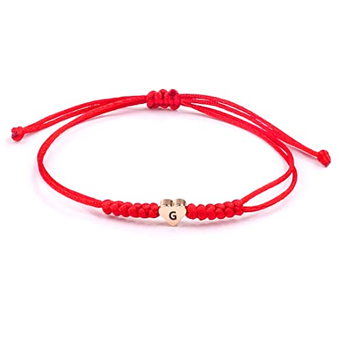 Cuore Bracciali Rosso Donne,Bracciale iniziale, braccialetti Bracciale Anima Gemella per Madre Figlia Sorella Fidanzato Migliori Amiche Braccialetto Amicizia Regalo per San Valentino - lettera G