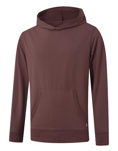 M MAELREG Mens Hoodies Pullover Kangaroo Pocket Regular Fit Stretch Lightweight Golf Hooded Sweatshirts for Men Brick Heather - image 1