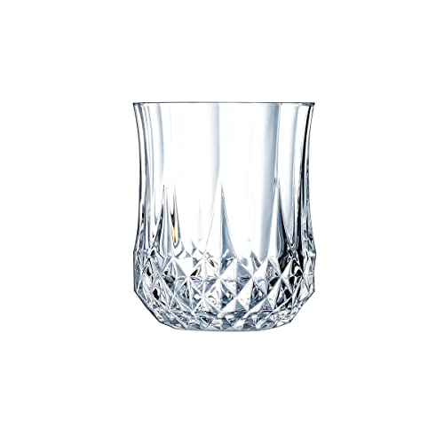 Cristal d'Arques Paris - Collection Longchamp - 6 Verres Hauts 23cl en Kwarx - Brillance, Transparence et Haute Résistance - Moulures Iconiques - Fabriqués en France
