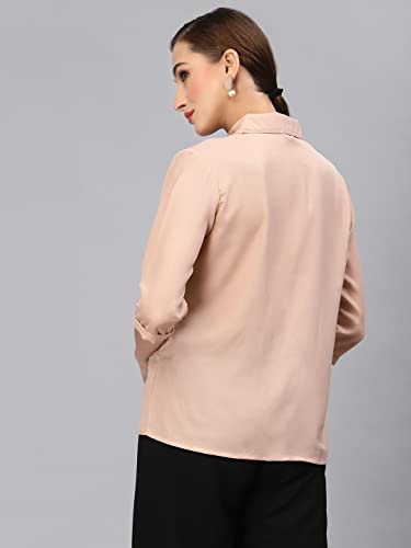 Image of Style Quotient Women Solid Aqua Green Polycrepe Formal Shirt