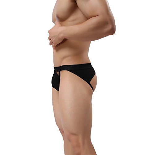 KAMUON Men’s 3-Pack Cotton Jock Strap Sexy Athletic Thongs Underwear Jockstrap (US XS = Asian Tag S : Waist 26"-27", Black) - Thumbnail 3