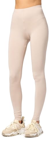 Merry Style Damen Lange Leggings aus Viskose MS10-143 (Beige, M)