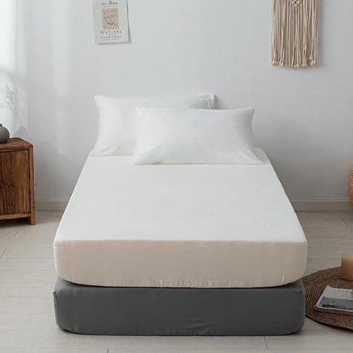 DEALS FOR LESS - 3 Pieces fitted sheet single size, Plain off white color, Bedsheet set