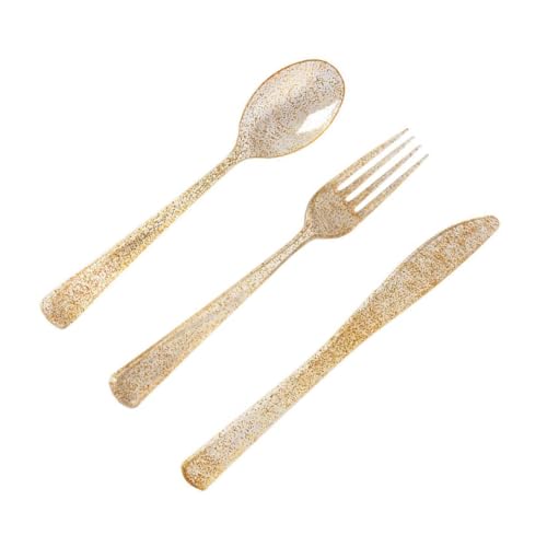 Ipetboom Cutlery Kits 30pc Plastic Utensils Fork Knife Spoon Tableware for Parties