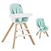 évolur Zoodle 3-in-1 High Chair in Mint | Convertible Wooden Baby Feeding Chair with Dishwasher Safe Removable Tray, Adjustable Footrest, Padded Cushion, 5-Point Harness for Infants & Toddlers
