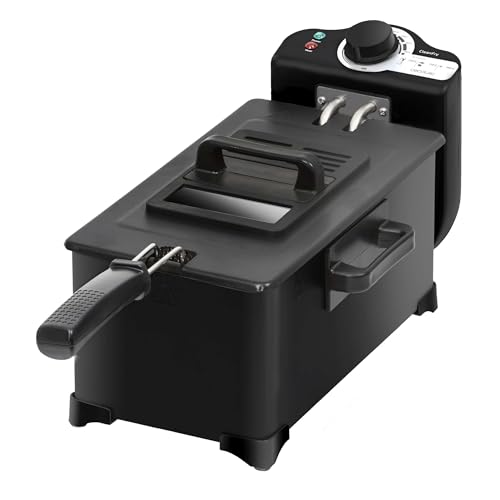 Cecotec Friteuse Électrique de 3L Cleanfry 3 L Black. 2000W, Acier Inoxydable avec Filtre OilCleaner, Laquée en Noir, Couvercle avec Fenêtre et Filtre Anti-odeurs