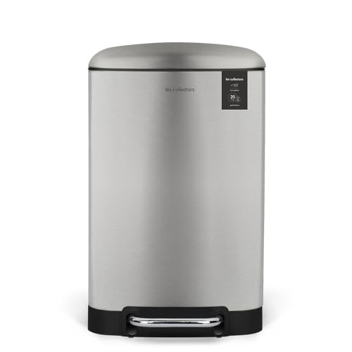 Les Collectors Papelera de cocina de pedal Acero inoxidable n°512, Capacidad 20L, Cubo interior extraíble, Acabado mate, Muy resistente, Cierre silencioso de la tapa