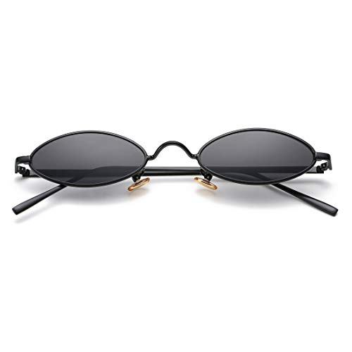 Image of COASION Vintage Small Oval Aesthetic Sunglasses Retro for Women Men Hippie Cool Metal Frame Sun Glasses