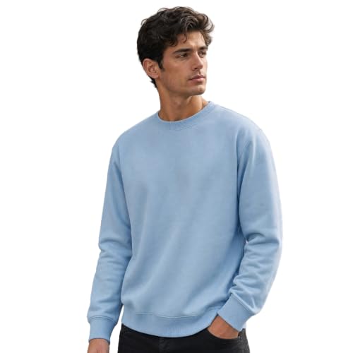 Image of Nobero Sweatshirts for Man Stylish | 280 GSM Rich Cotton Fleece Solid Regular Fit Full Sleeve Sweatshirt for Men | Stylish Casual Wear Winter Crew Neck Sweatshirt for Men