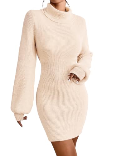 Image of Turtleneck Sweater Dress for Women Knit Mini Bodycon XS-XXL