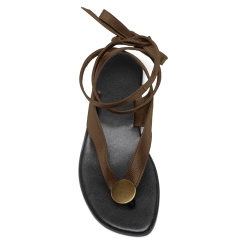 Strap Flip Flop Flat Sandals for Women with Metal Circular Ankle Strappy Ladies Fashion Cute Summer Thong Sandals Dressy.