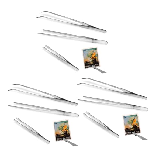 OSALADI 3sets Lightweight Precision Tweezers Rustproof Metal Tweezers for Gardening 3pcs*3