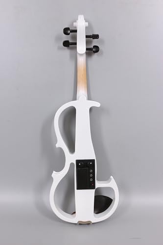 Image of Vetimobato Electric Violin 4 /4 Full Size Solid Wood Silent Violin Set for Adults Beginner Practice Electric Fiddle with Ebony Fittings Hard Case & Bow(4 String White)