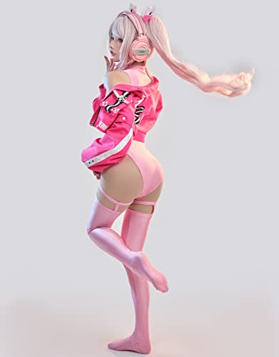 haikyuu Women Alice Cosplay Bodysuit with Jacket Anime One Piece Cutout Bathing Suit Tummy Control4