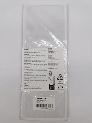 Mifflin - Porta-cartões de índice dos EUA (7,6 x 12,7 cm, pacote com 30), bolsos autoadesivos transp