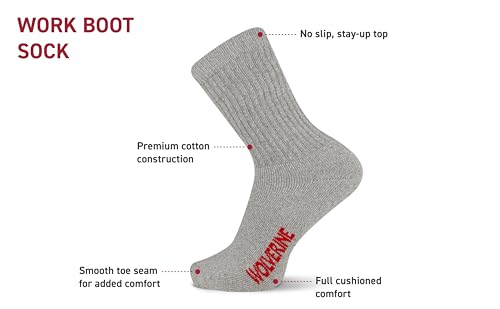 Wolverine Men's Cotton Boot Crew Socks with Breathable Cotton Cushioning (4 Pairs)4