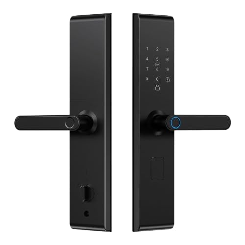 Double-Sided Smart Lock, Aluminium Alloy, Black, 3D Face Recognition, Fingerprint, IP66 Waterproof, Matte Finish, Golden-picture-17