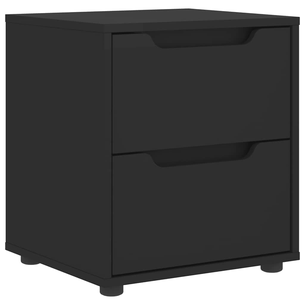 Table de Chevet Noir 45x40x50 cm en Bois avec 2 Tiroirs VISNES