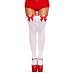 Leg Avenue Women's Satin Bow Accent Thigh Highs, White/red, One Size