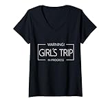 Photo Gallery weekend per ragazze, vacation squad warning girls trip in progress maglietta con collo a v Photo Gallery weekend per ragazze, vacation squad warning girls trip in progress maglietta con collo a v