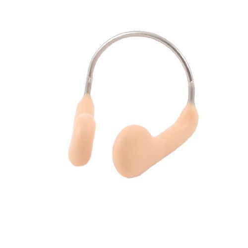 Dimart Beige Soft Plastic Pad Steel Frame Swimming Nose Clip w Round Storage Case