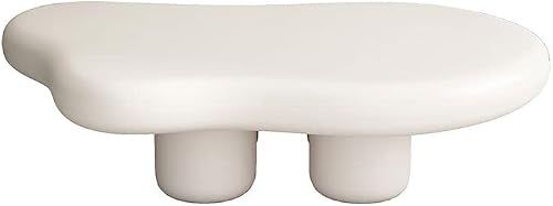 CraftThink Coffee Table, Modern Scandinavian Solid Wood Coffee Cocktail Table 4 Legs Coffee Table End Table for Living Room- Off-White 47" L x 35" W x 12" H