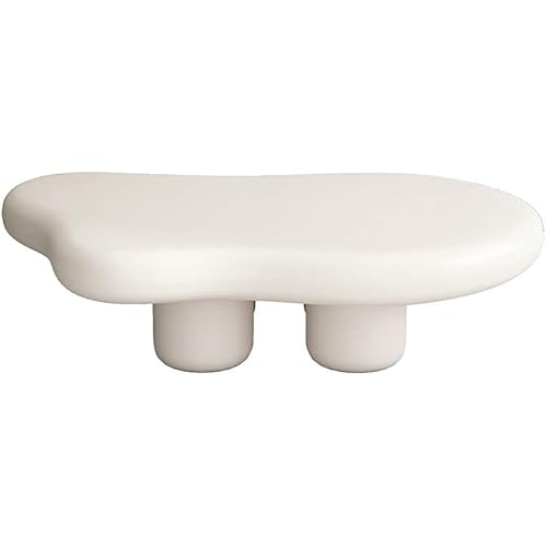 CraftThink Coffee Table, Modern Scandinavian Solid Wood Cocktail Table 4 Legs End for Living Room- Off-White 47" L x 35" W 12" H