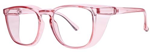 ATTENUTECH Radiation Safety Glasses SQ5062 0.75 mmPb Eq SF-6 Schott Glass Lenses - Lightweight Round Frame w. Side Shields (Pink)