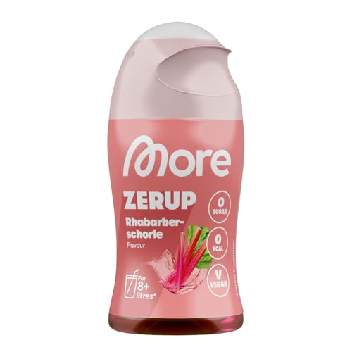 MORE Zerup Rhabarberschorle 65 ml für bis zu 8 l Fertiggetränk zuckerfreier Sirup mit u.a. echten Fruchtextrakten vegan zero Kalorien - made in Germany
